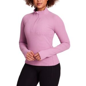 Reebok Women's Pink Quarter-Zip long sleeve athletic Top size XS NWT ribbed
